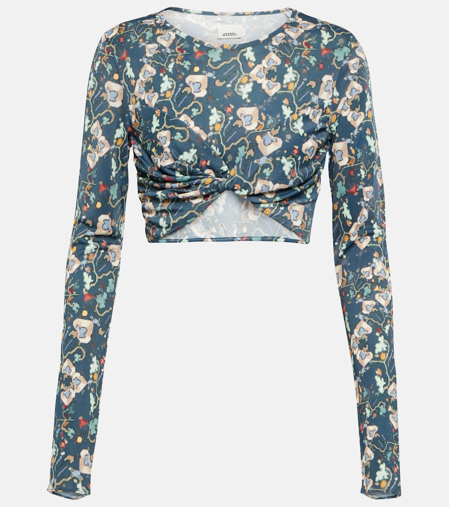 Jinea floral jersey crop top