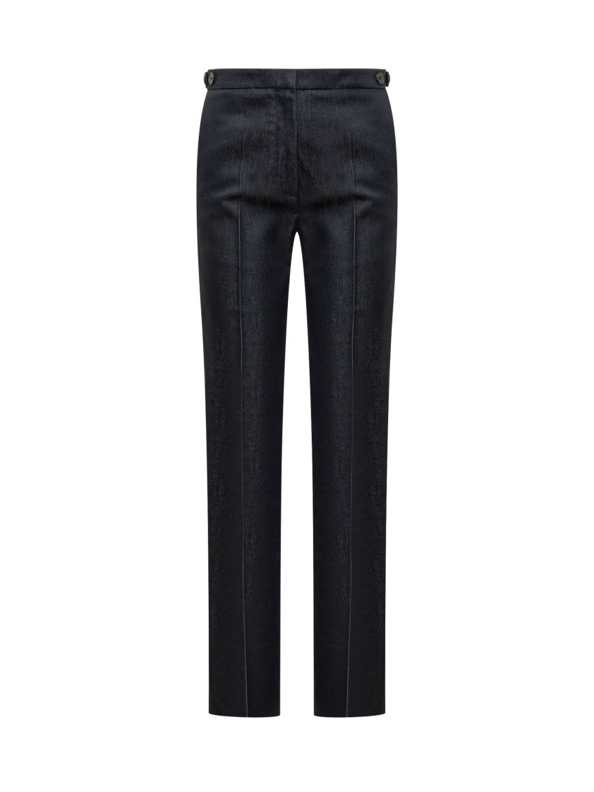 Blue Straight Flat Front Pants