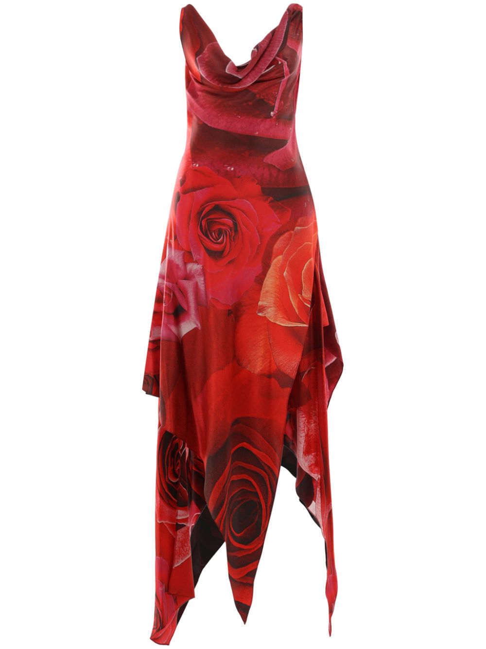 Garden Rose-print dress - Red