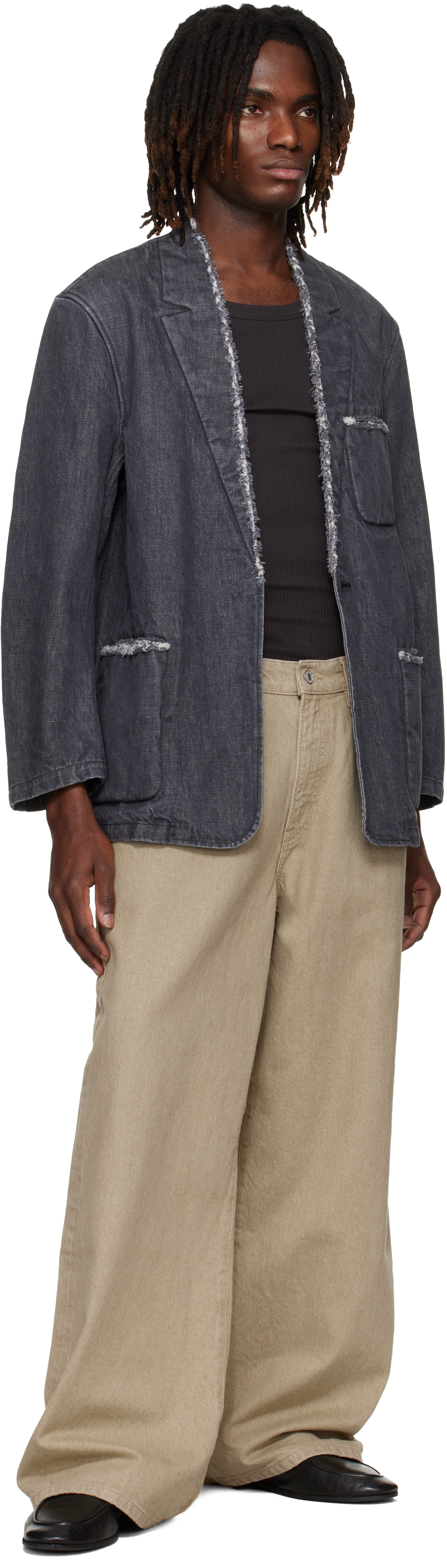 Gray Denim Cut-Off Blazer