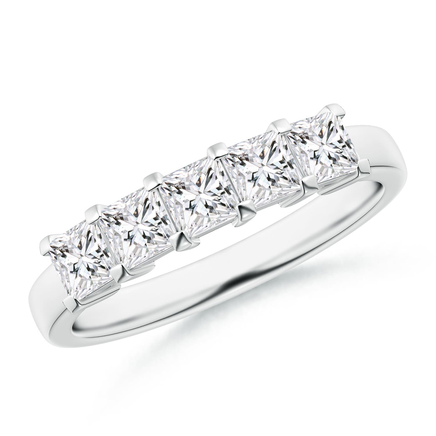 Angara 1.0 Carat Classic Five Stone Princess Diamond Wedding Ring for Her in Platinum