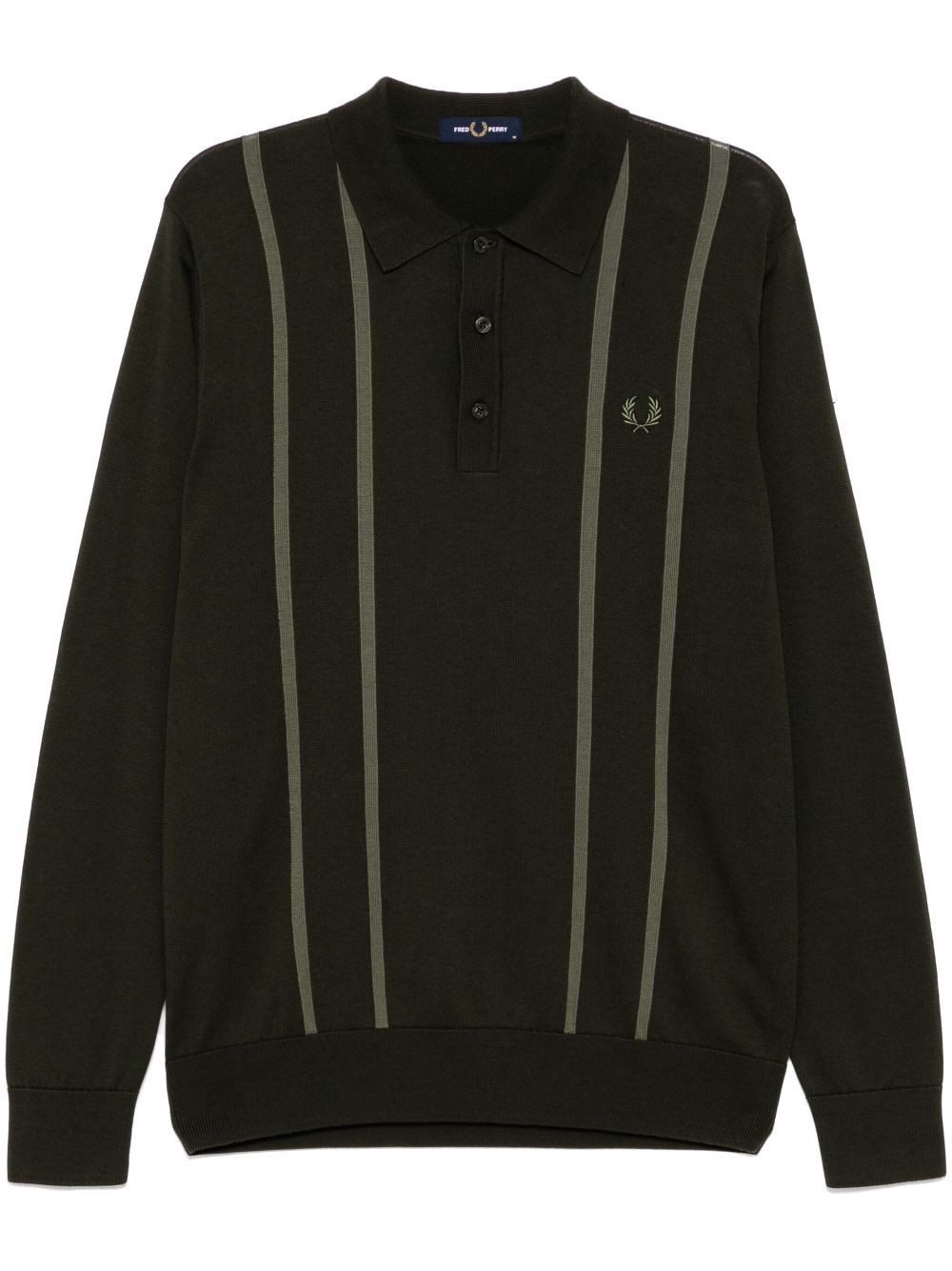 Striped knit polo shirt - Green