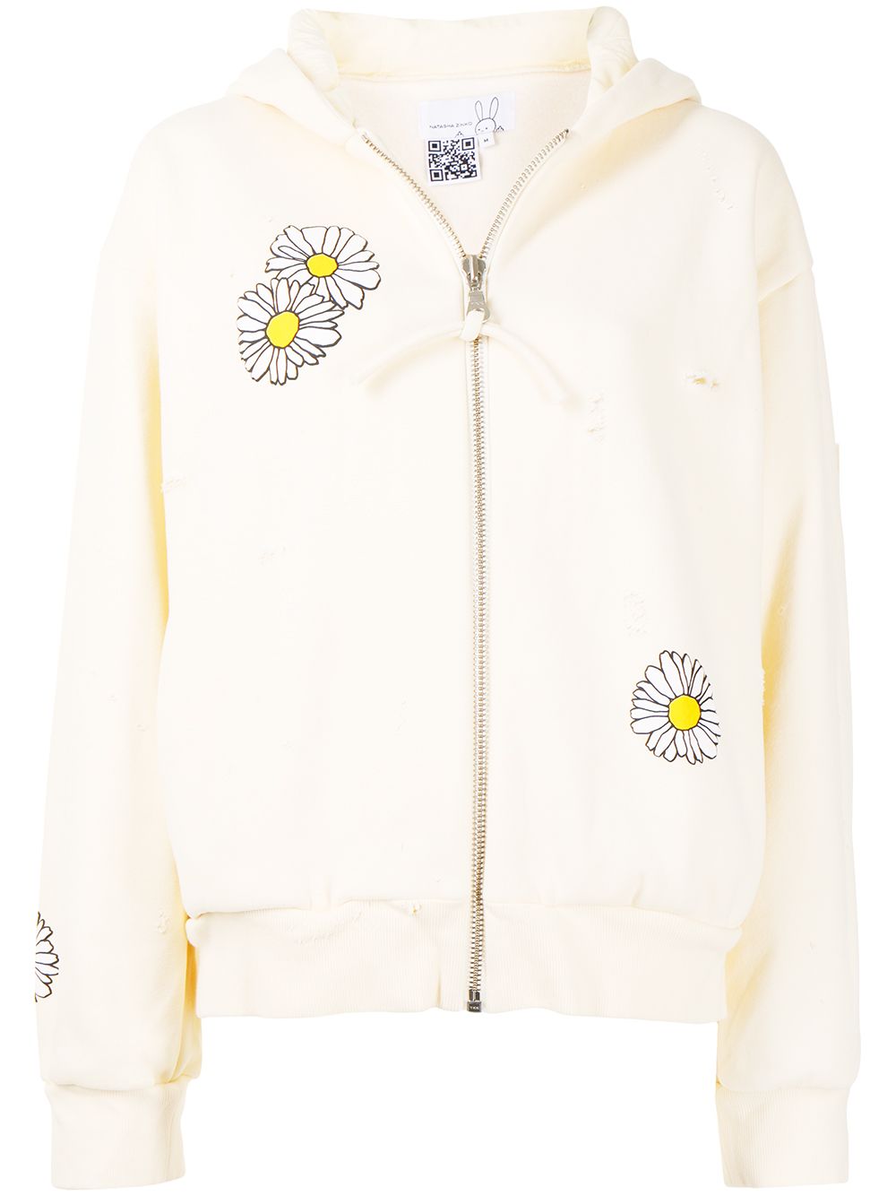 Daisy-print zip-up hoodie