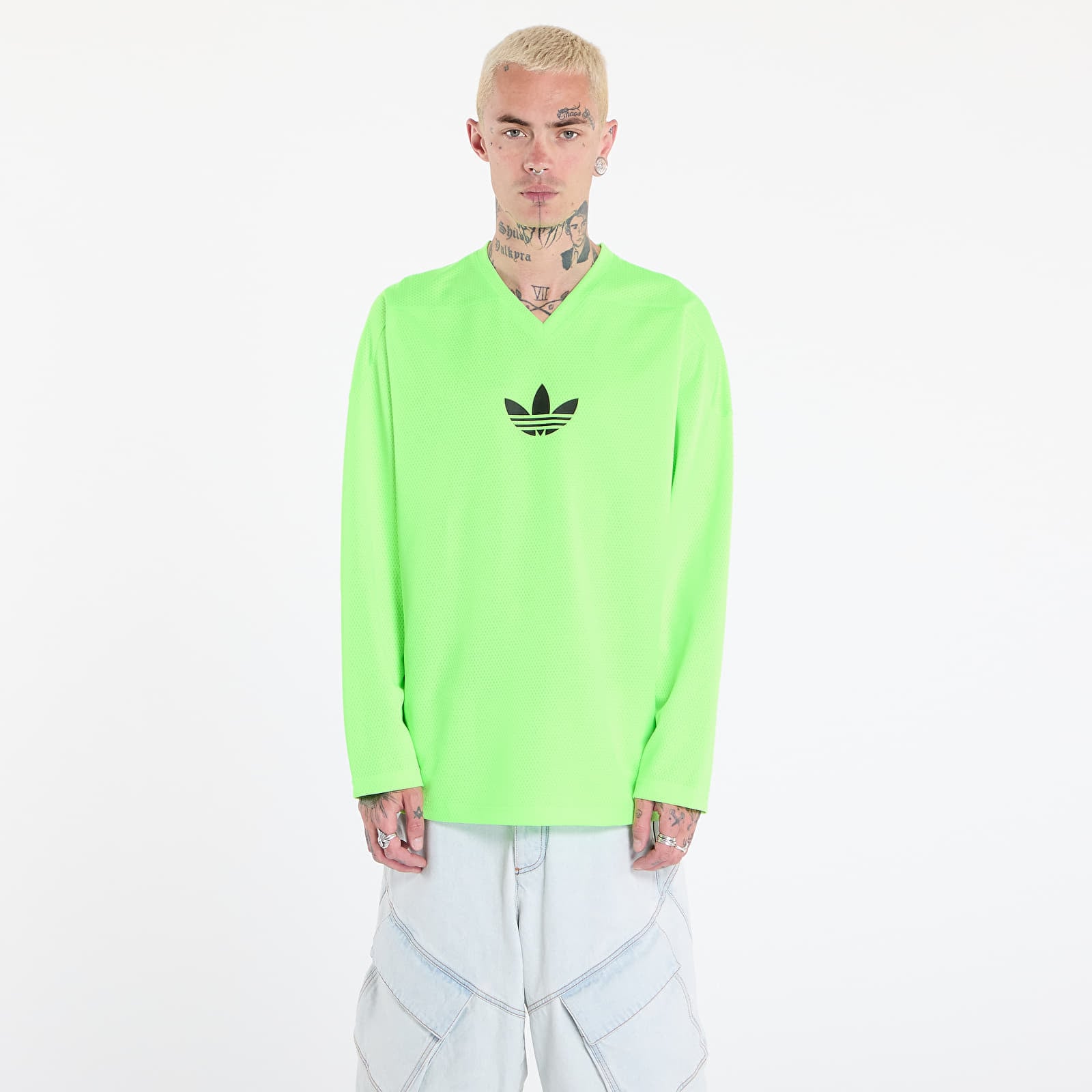 T-shirt adidas Adicolor Mesh Long Sleeve Tee Signal Green/ Black