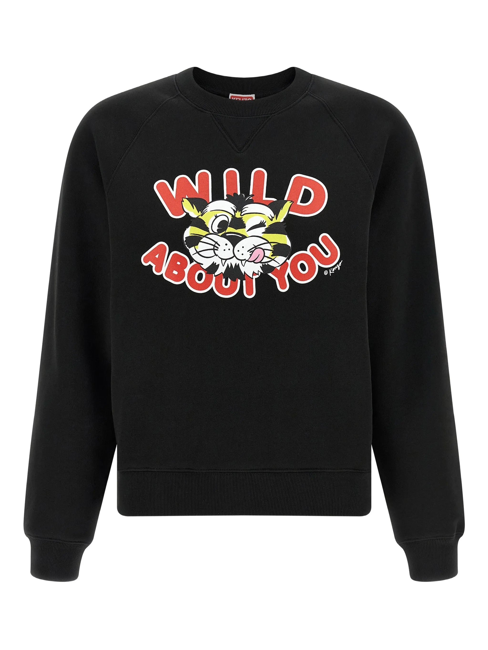 Crewneck Sweatshirt with Wild Tiger Front Print