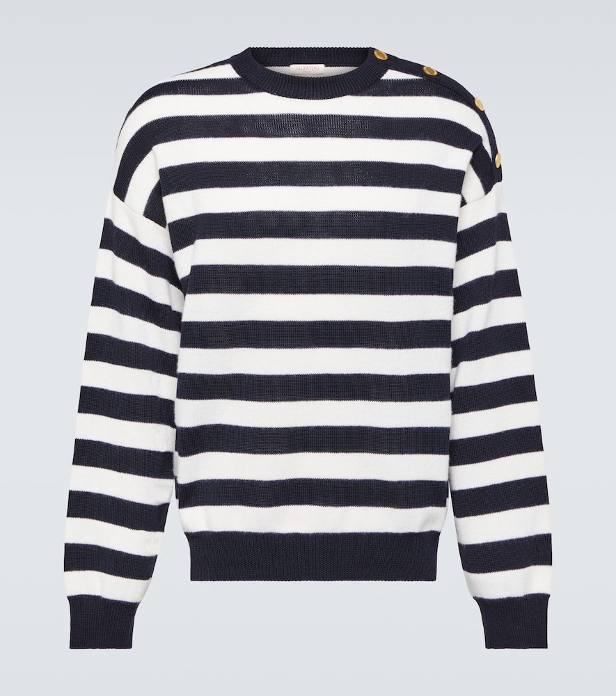 Striped cotton and wool sweater