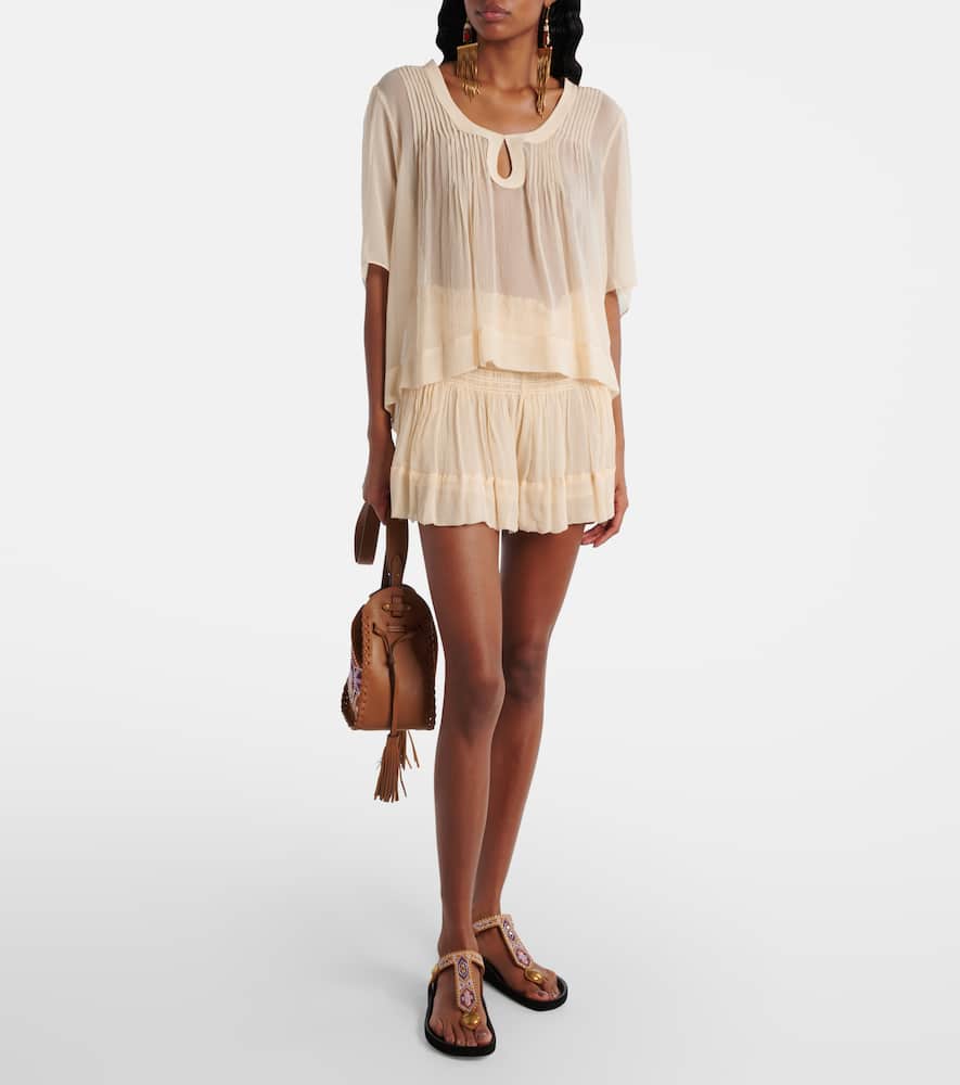 Maelly shirred silk shorts