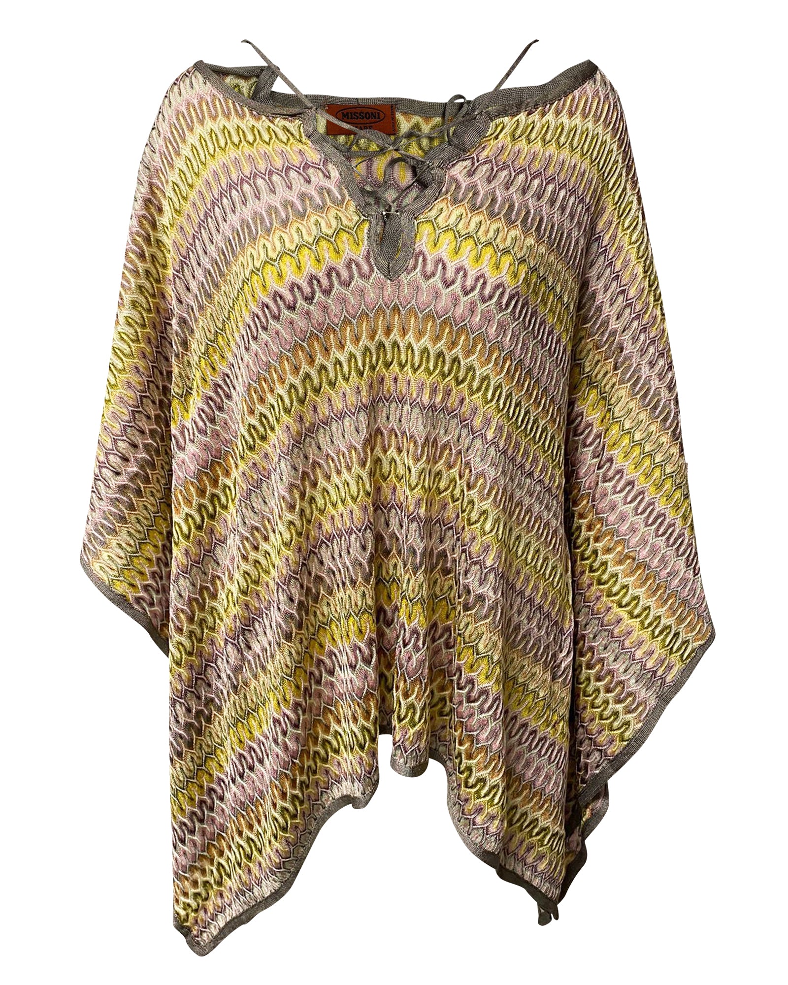 Beach Poncho Mini Dress in Multicolor Rayon