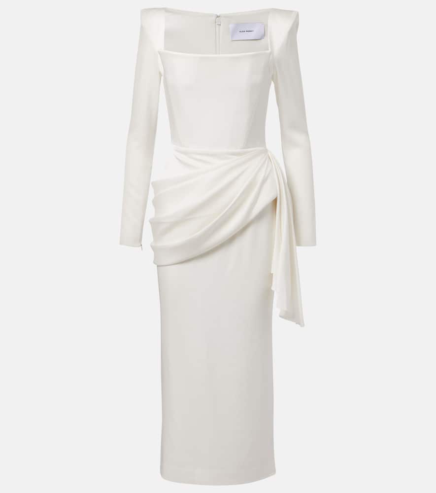 Alex Perry Bridal draped crepe satin bustier gown