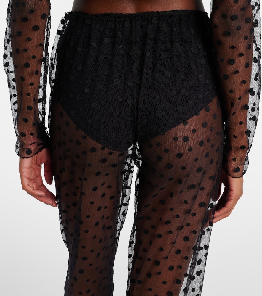 Chloé Polka-dot cotton-blend tulle straight pants
