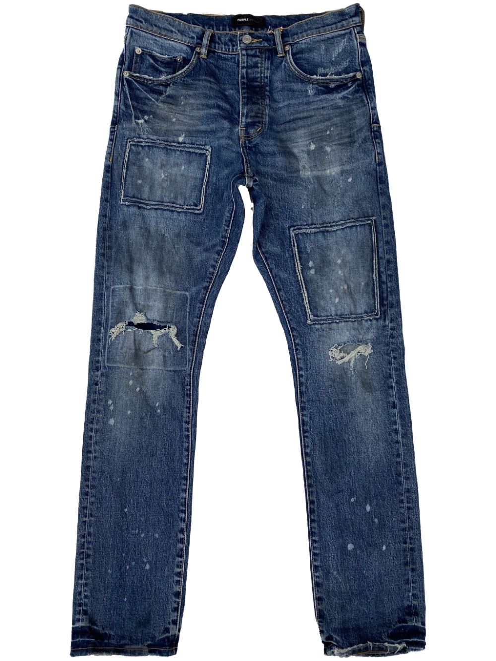 P005 distressed-finish straight-leg jeans - Blue