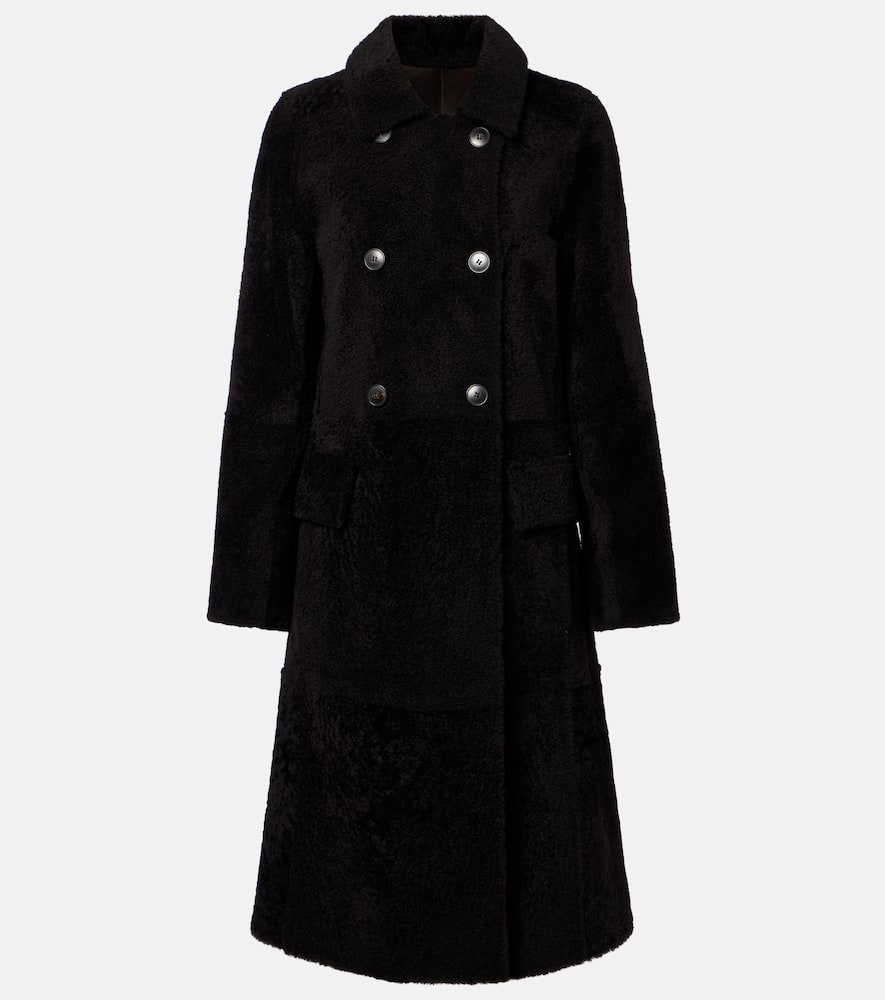 Double-breasted shearling coat