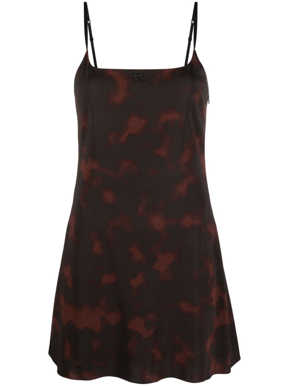 Tortoiseshell effect sleeveless mini dress - Brown