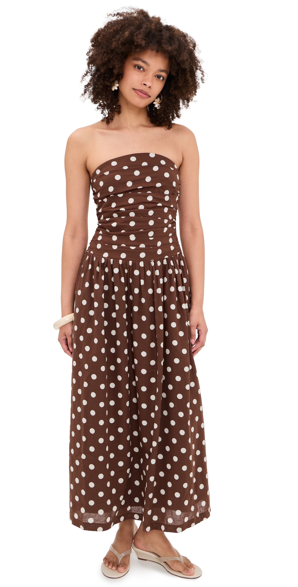 The Reina Maxi Dress Chocolate/Ecru Dot