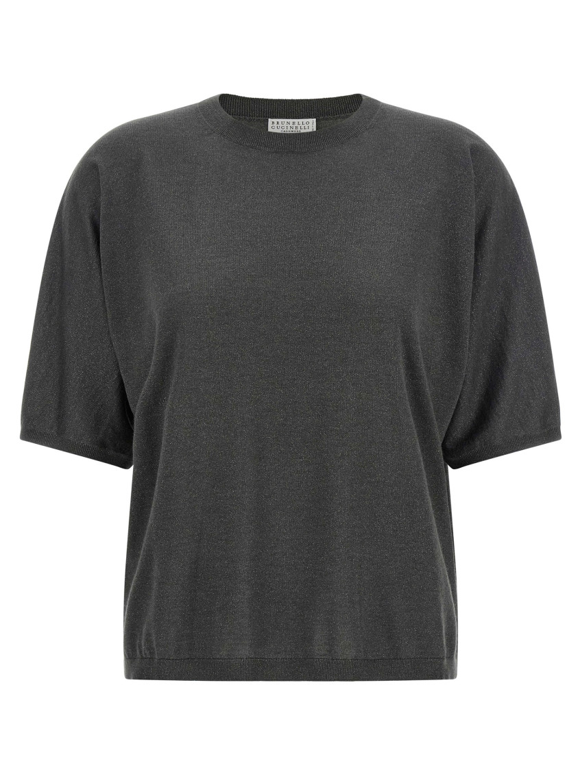 Brunello Cucinelli - sparkling lamé short sleeve cashmere sweater