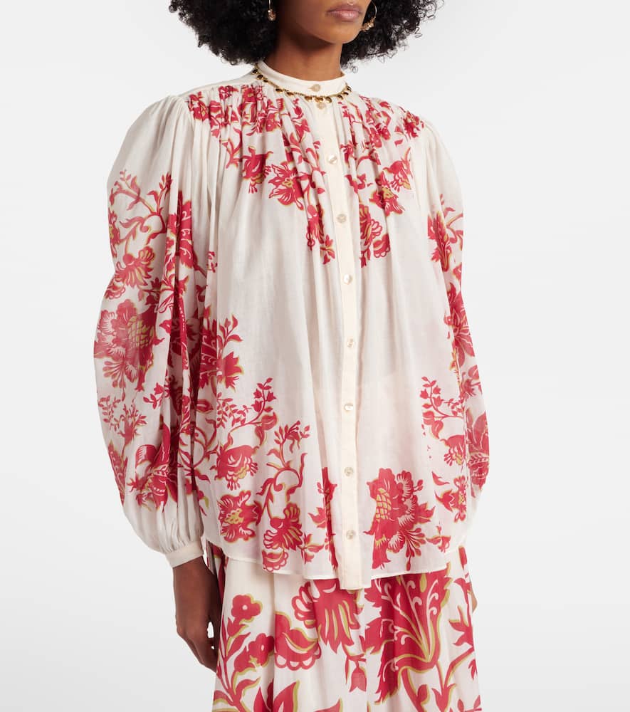 Floral cotton voile blouse