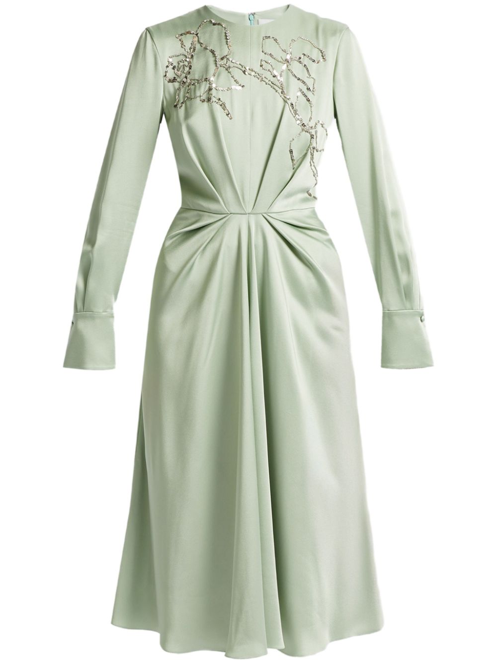 Long-sleeve draped midi dress - Green