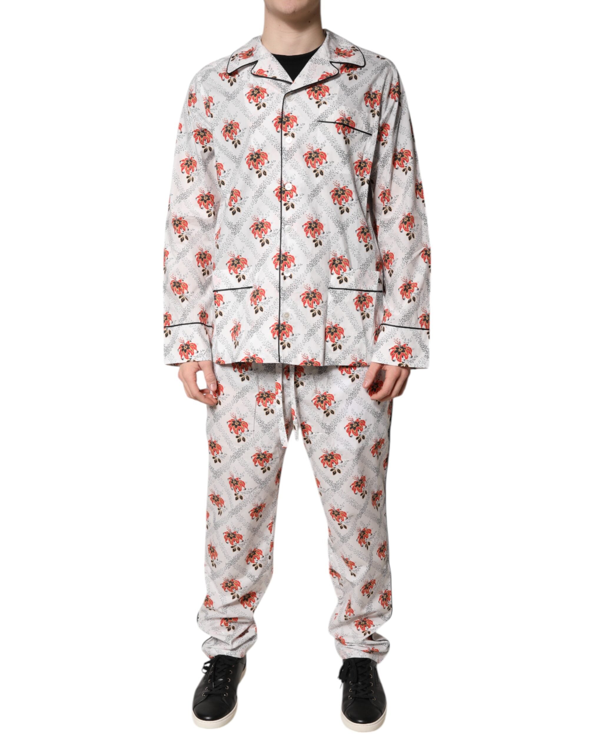 Floral-Print Cotton Pajama Set — Multicolor