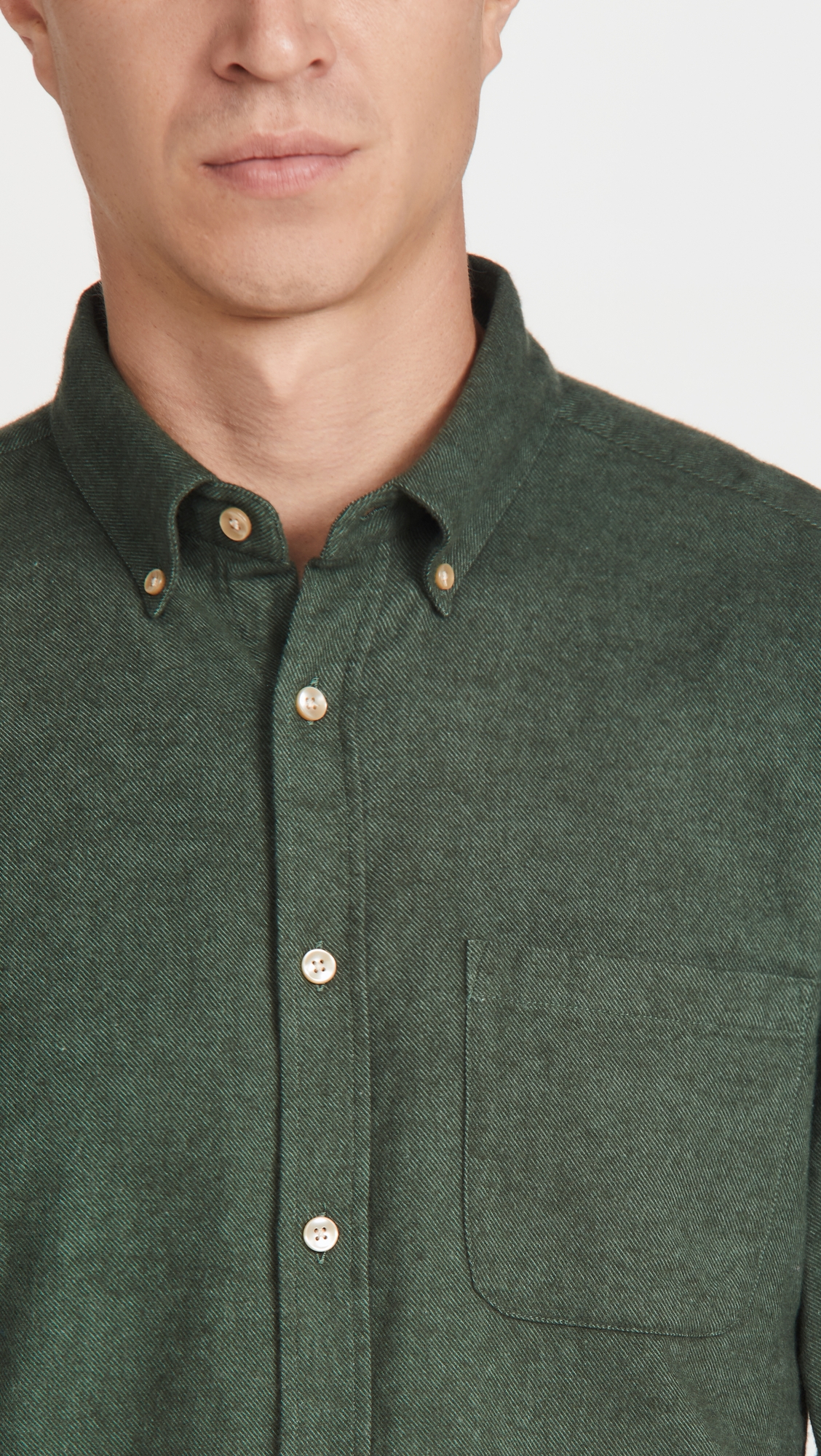 Teca Brushed Flannel Button Down Shirt Moss