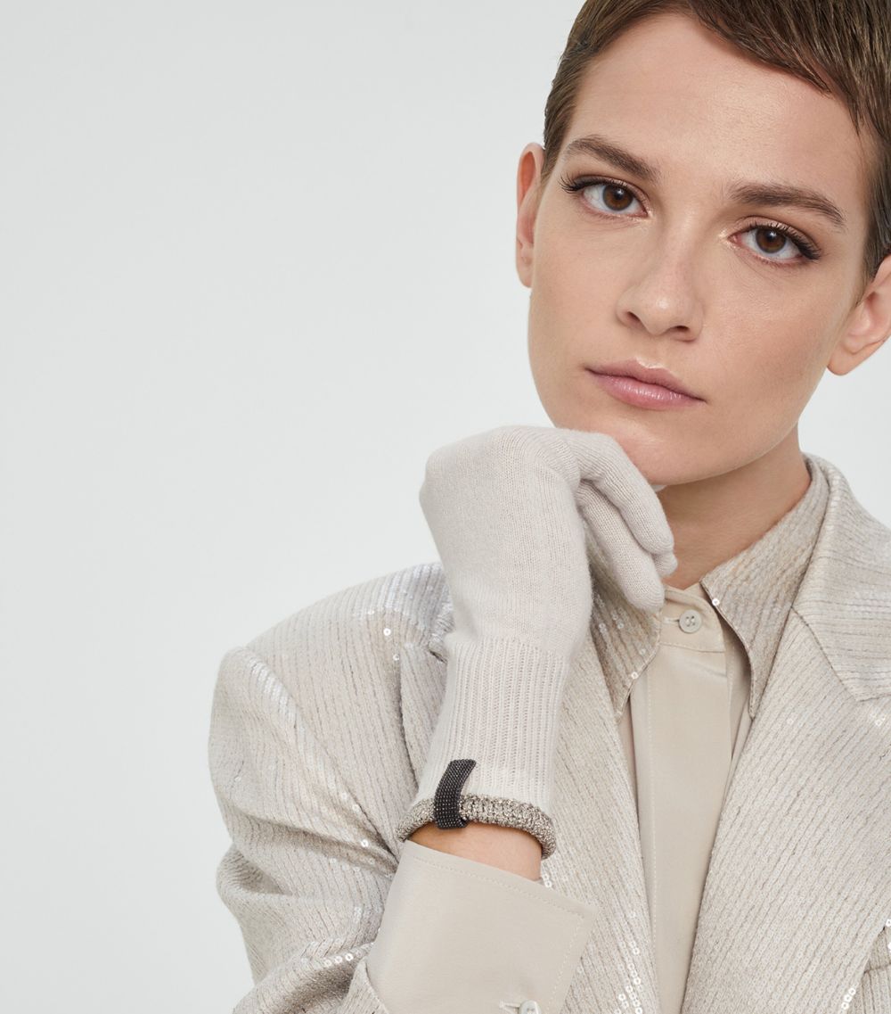 Cashmere Monili-Trim Gloves
