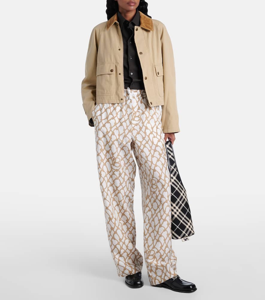 Printed high-rise silk palazzo pants