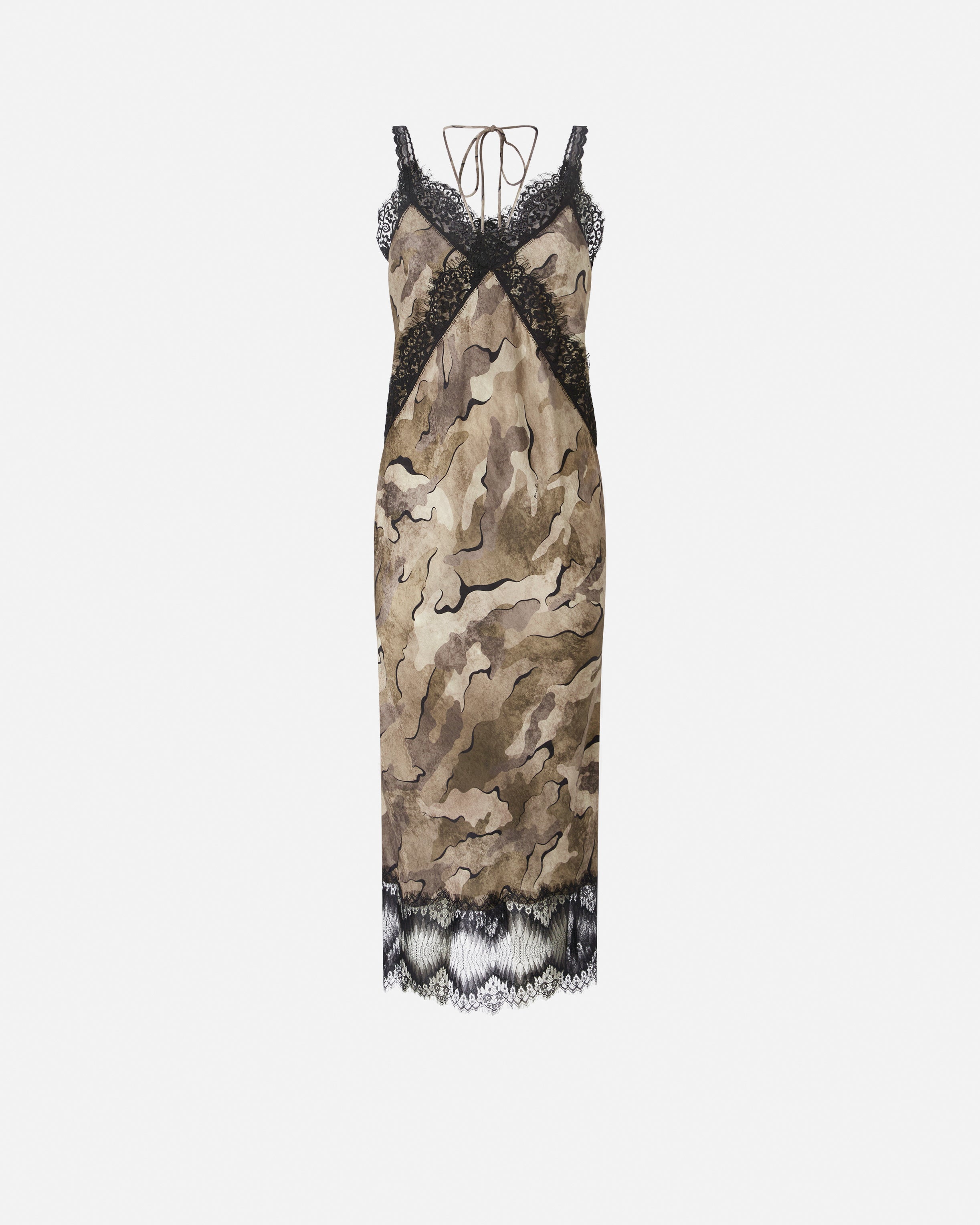 Camouflage midi slip dress with lace - 36