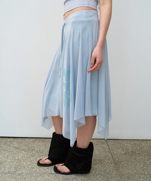 MESH LAYERED SKIRT BLUE