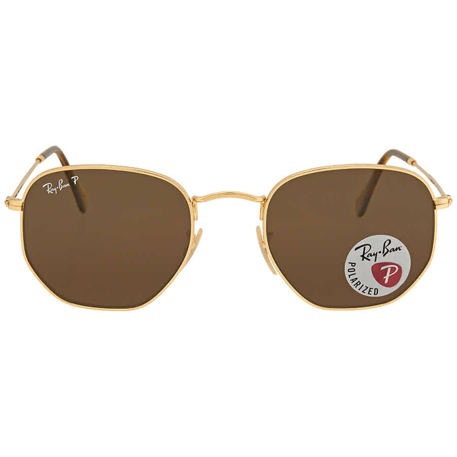 Hexagonal Flat Lenses Polarized Brown Unisex Sunglasses RB3548N 001/57