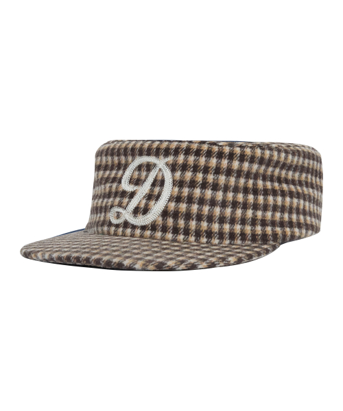 PILLBOX CAP CHECK BROWN