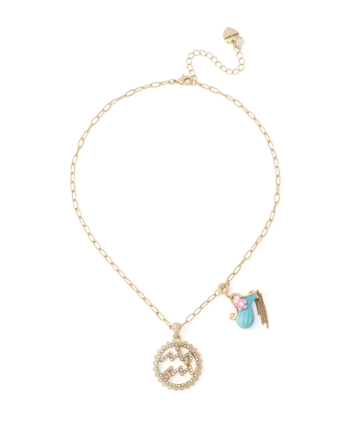 Faux-Stone Aquarius Celestial Pendant Necklace Charm Zodiac Set - Turquoise