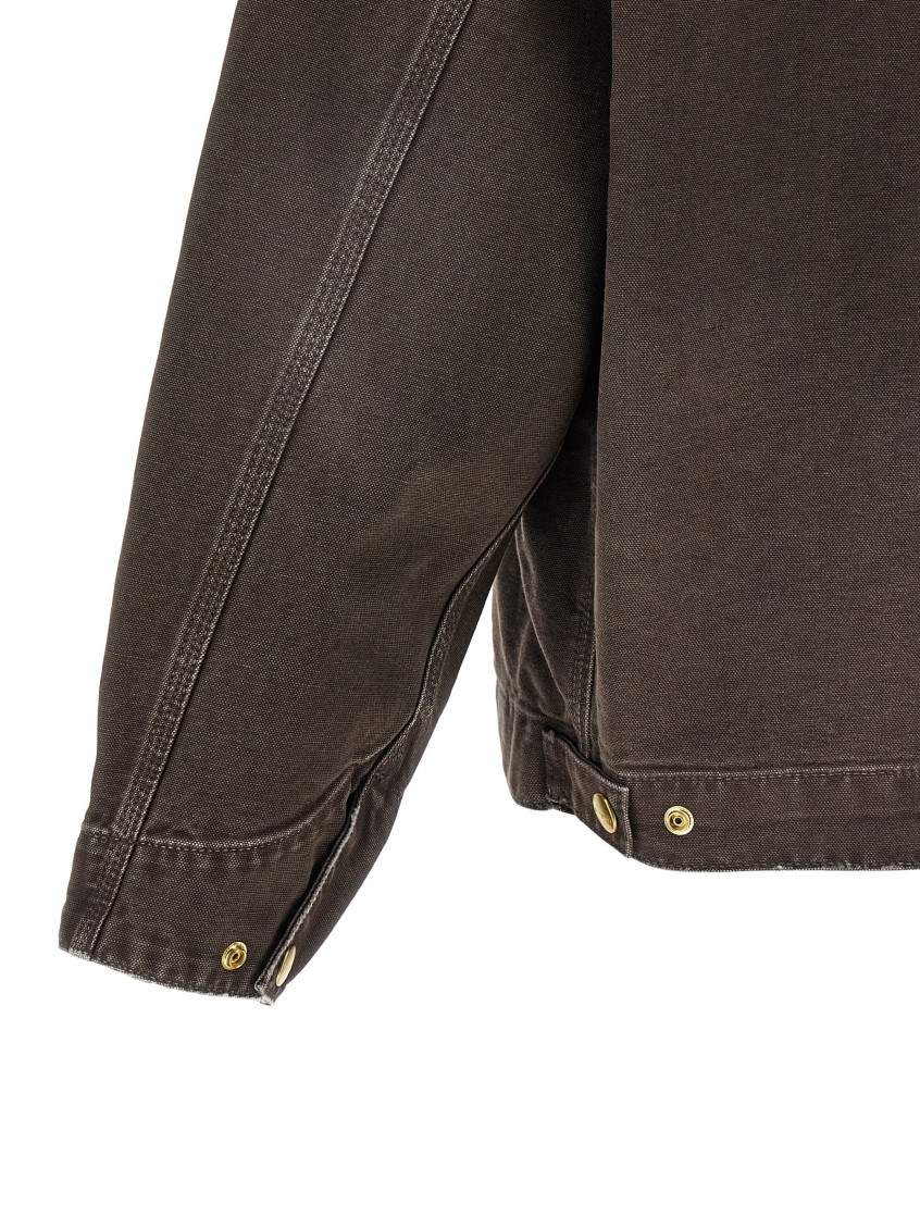Brown Solid Shirt Collar Jacket