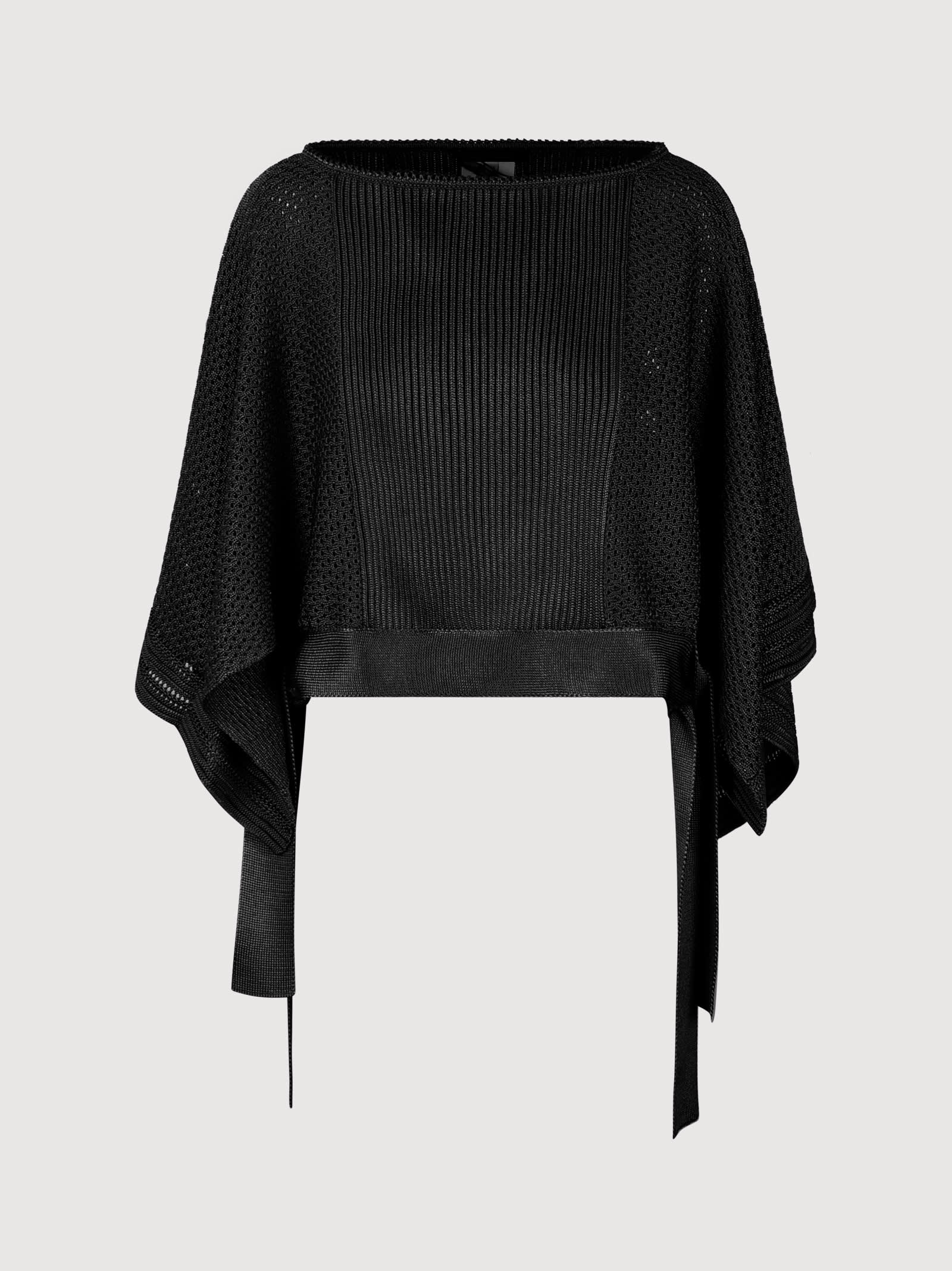 Mesh Knitted Poncho Sweater