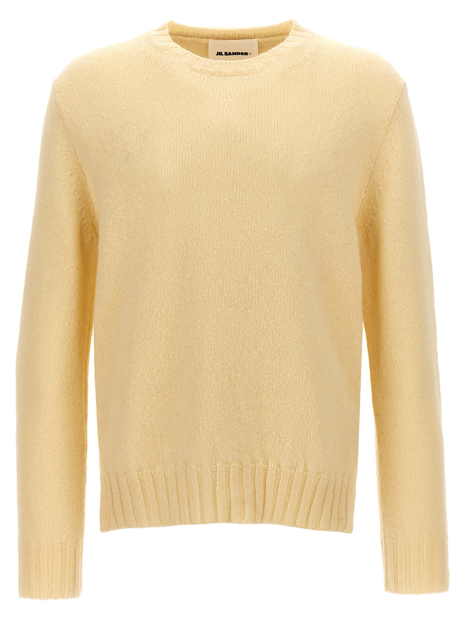 Wool-Blend Crew Neck Sweater — Beige