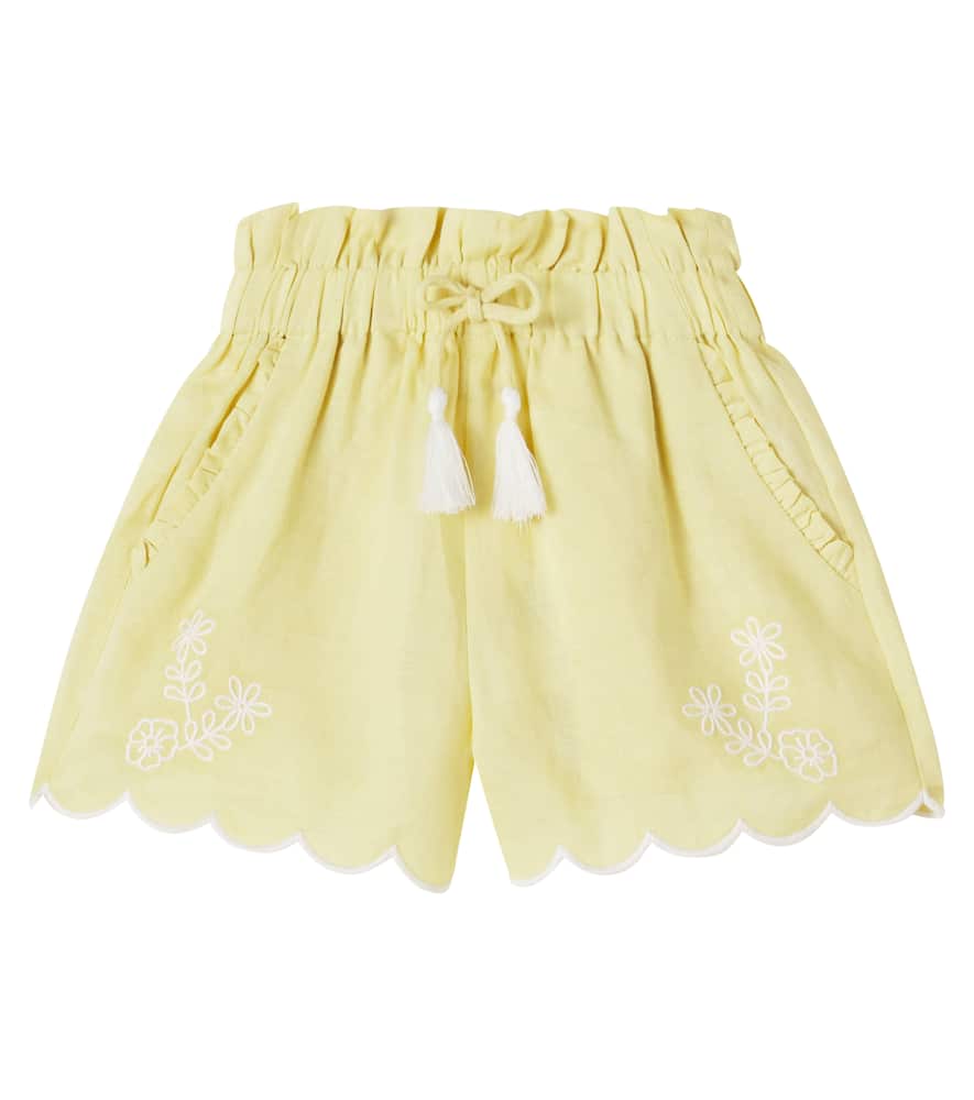 Embroidered ramie shorts