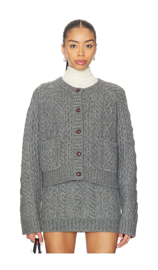 Lovers and Friends Ibona Cable Cardigan in Grey. L. Also in M, S