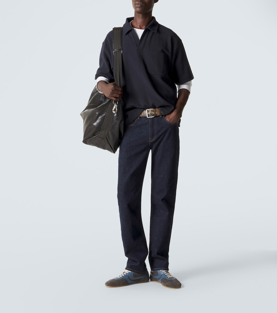 Textured cotton-blend polo shirt