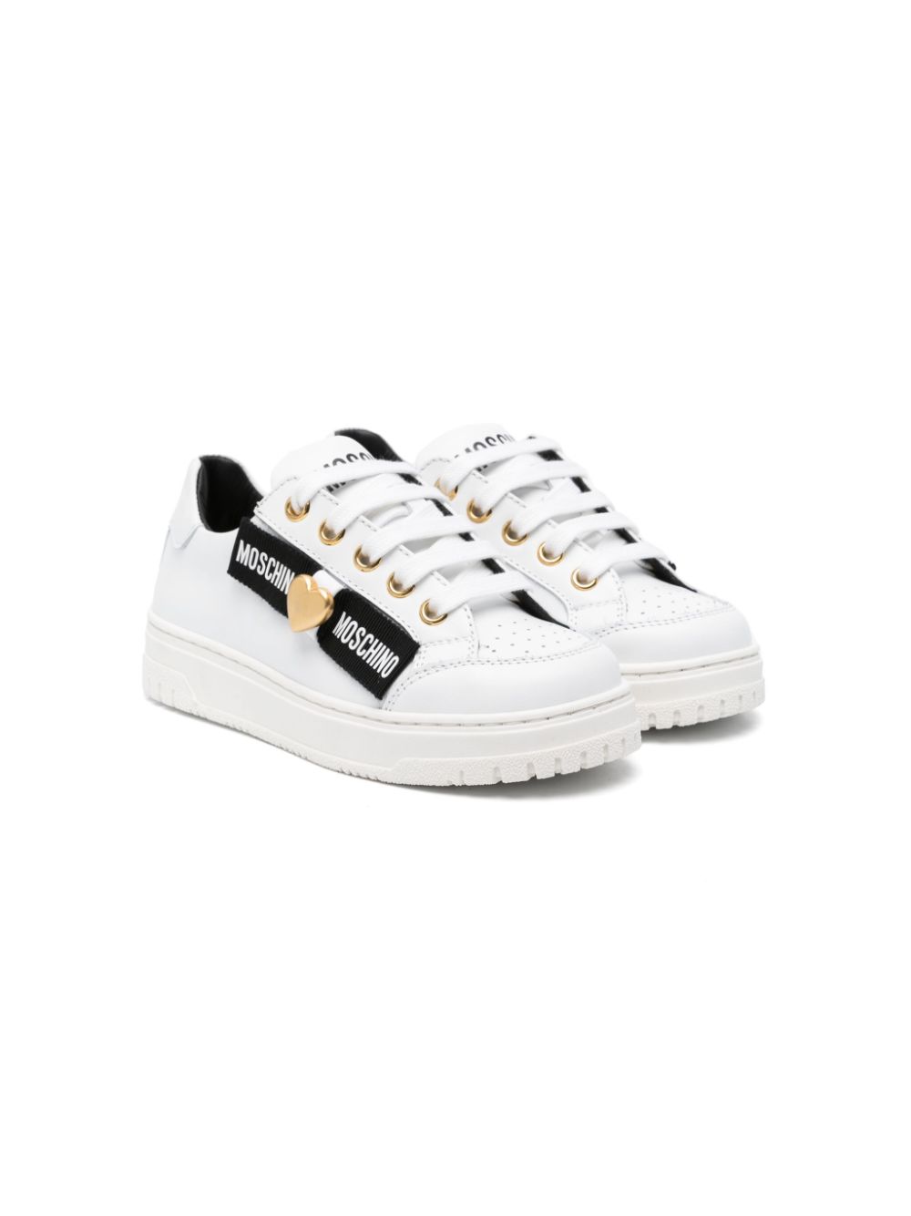 Moschino Kids 키즈 logo-print strap sneakers - White 78729