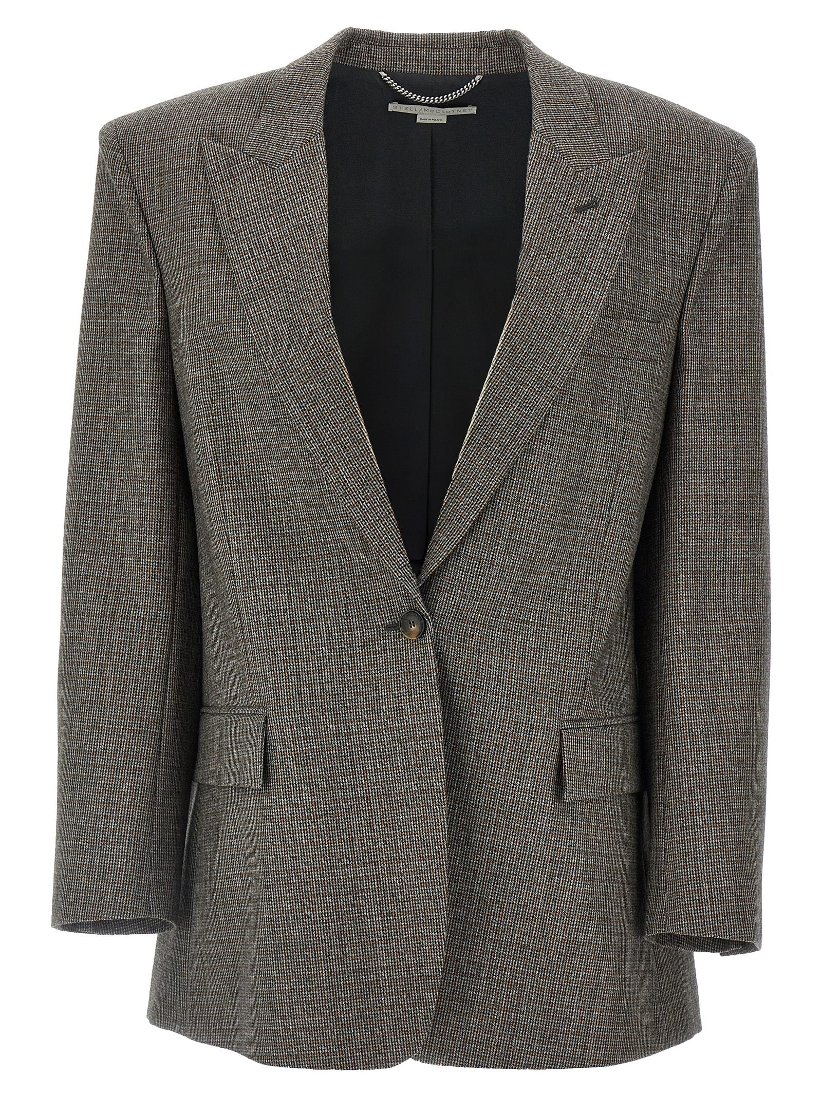 Wool Micro Houndstooth Blazer — Gray