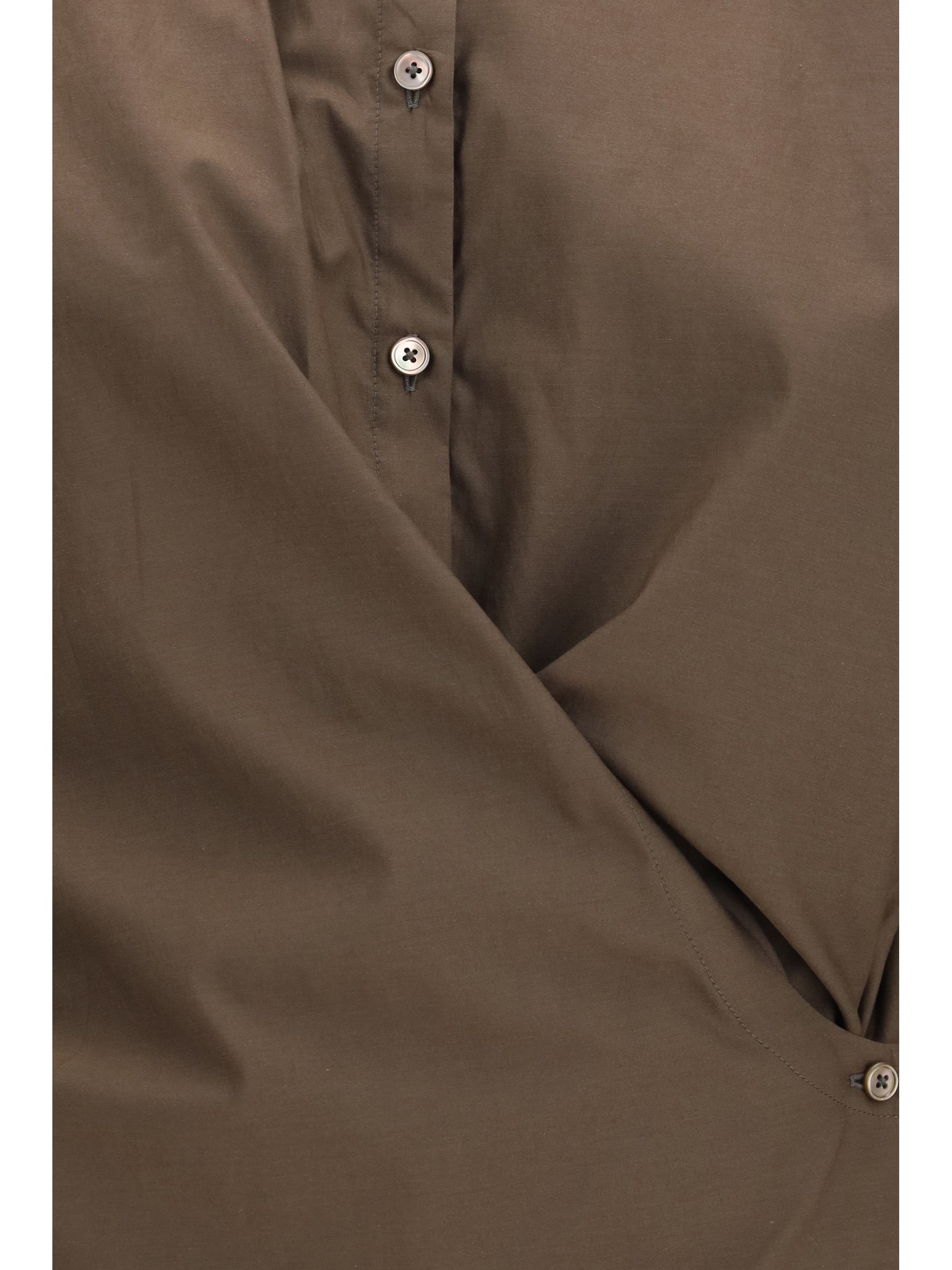 Cotton-Blend Shirt — Brown