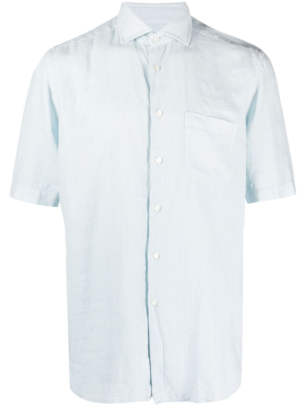 Short-sleeve linen shirt - Blue