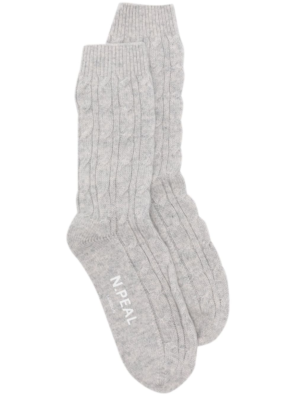 Cable-knit cashmere socks - Neutrals