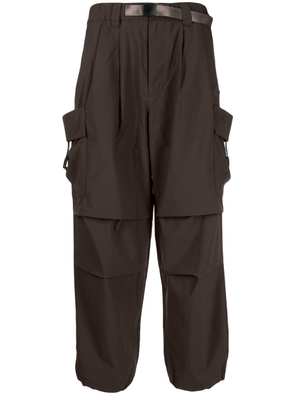 Logo-appliqué belted cargo trousers - Brown