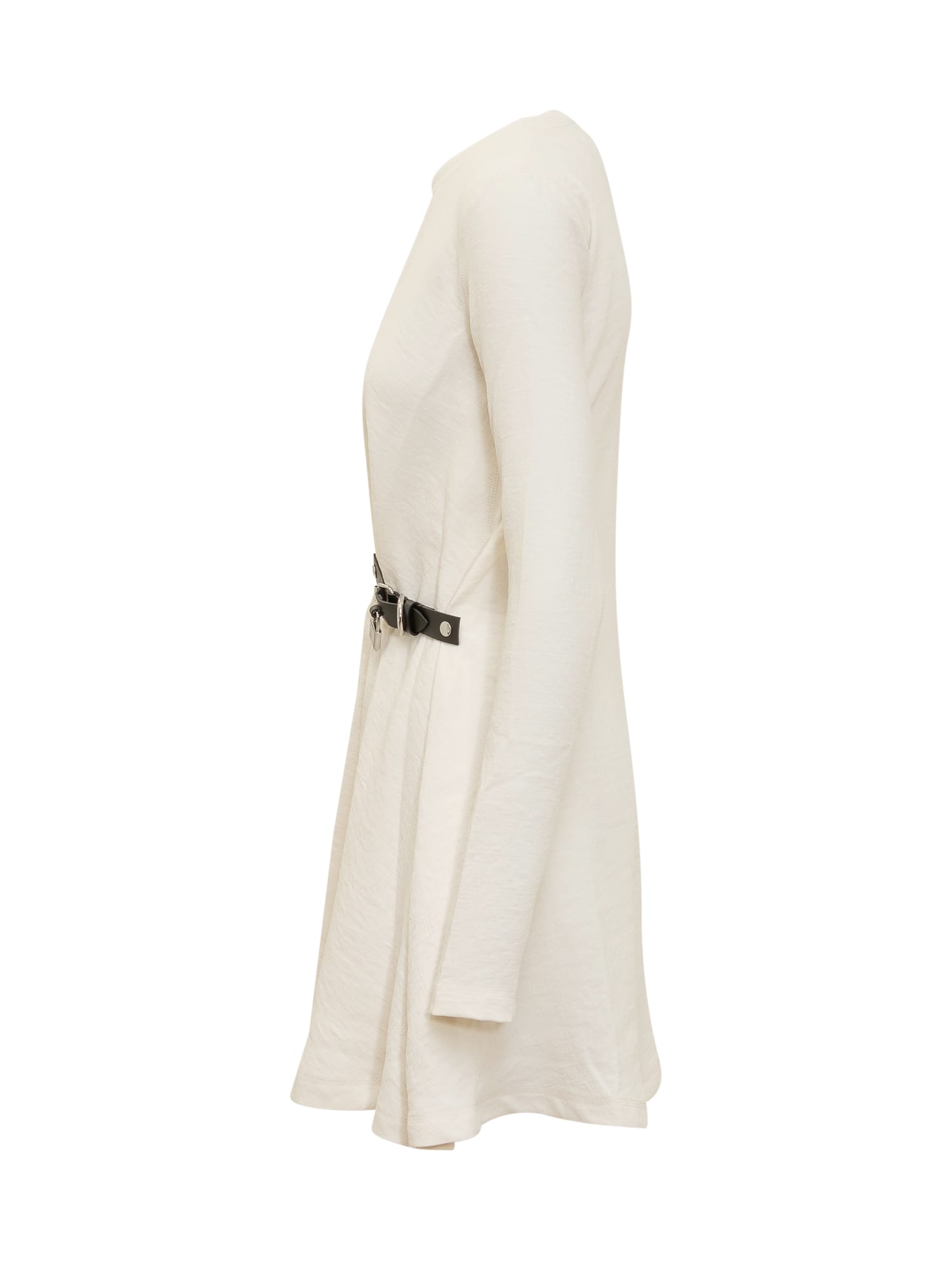 Padlock-detail belted wrap dress - White