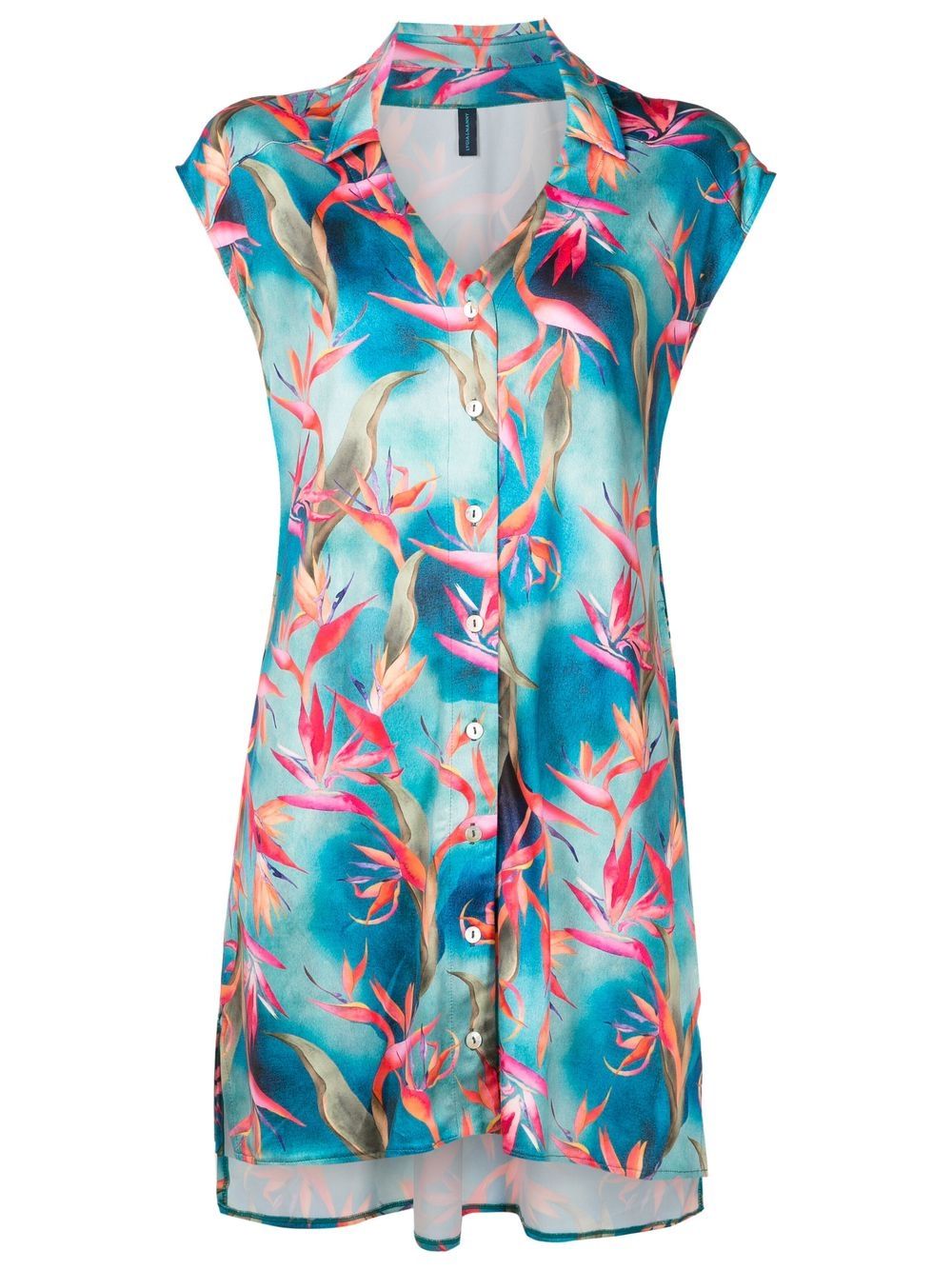 Jamile-printed v-neck dress - Blue