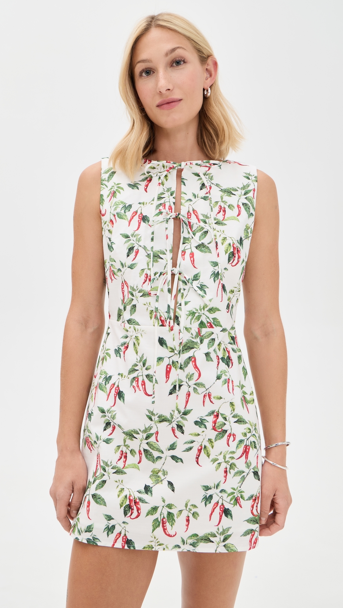Chili Print Tie Front Mini Dress Multi