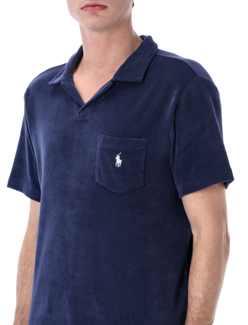 Blue Solid Shirt Collar Polo