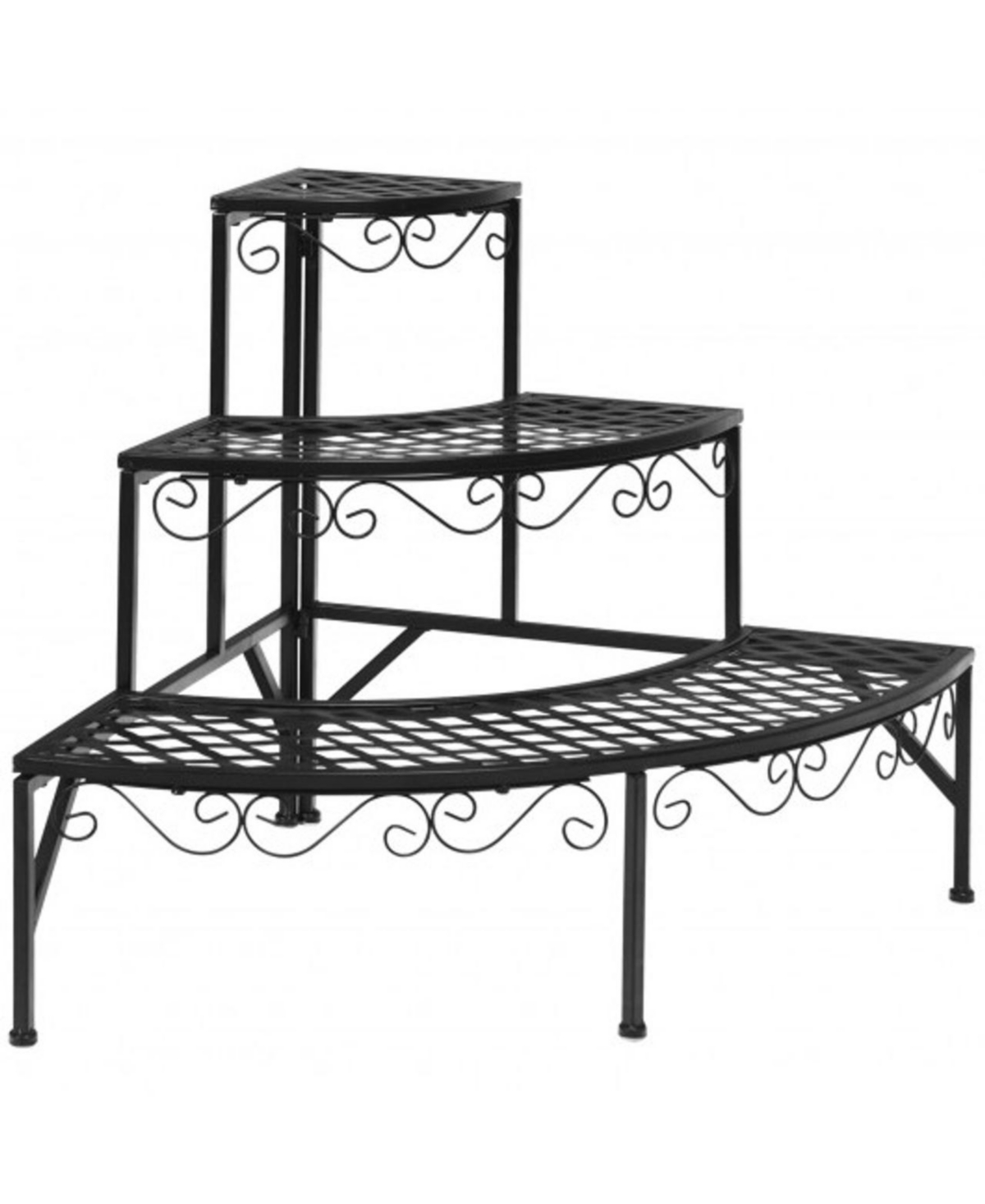 3 Tier Metal Corner Plant Display Rack - Black