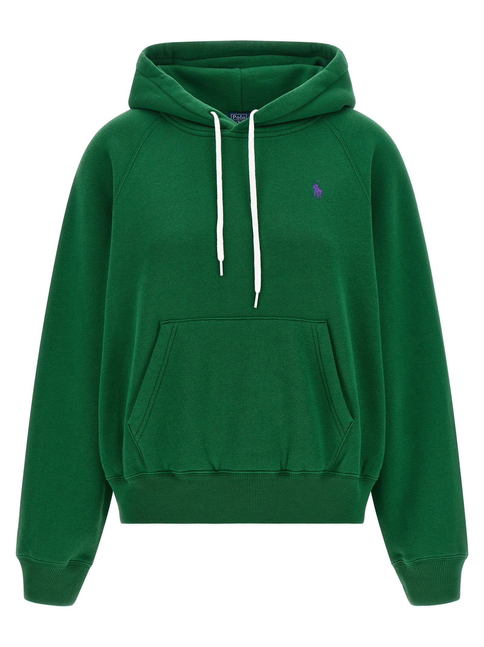 Pony-Embroidered Cotton Blend Hoodie — Green