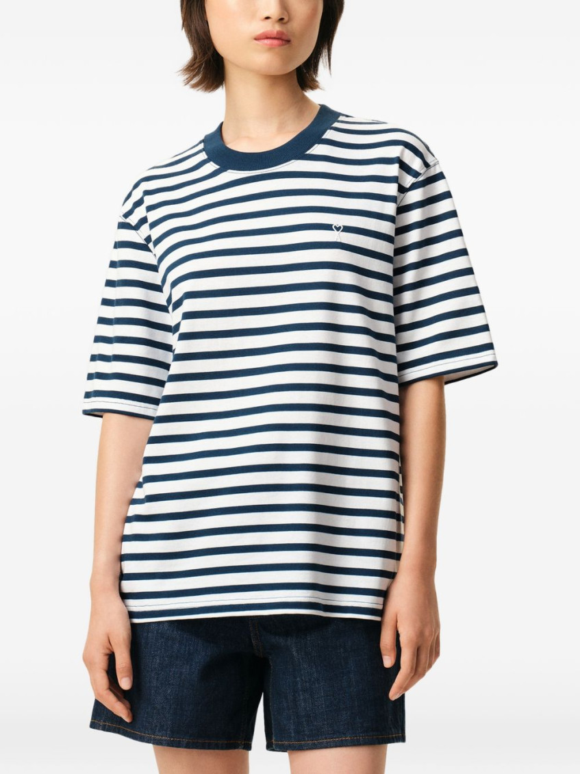 White Logo Striped T-Shirt