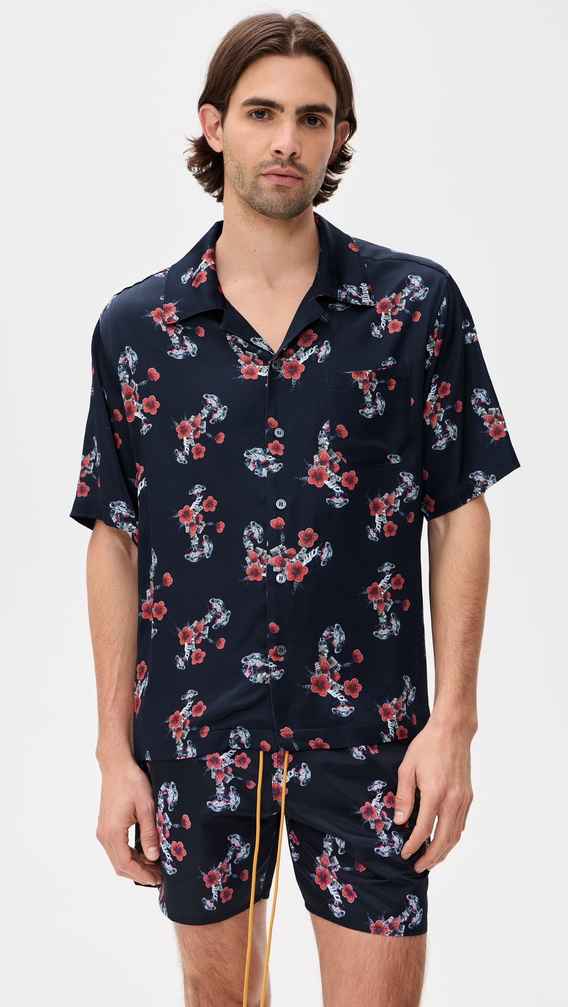 Turbo Floral Button Down Shirt Black/Red/Multi
